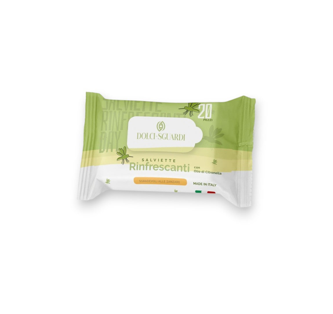 Salviettine rinfrescanti con olio di citronella - 20 pz